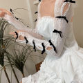 Bow Fingerless Gloves Lolita Jk Lace Flocked Gothic DIY Shawl Sunscreen Sleeve Clothing Accessories Elastic Mesh Punk Gloves. 