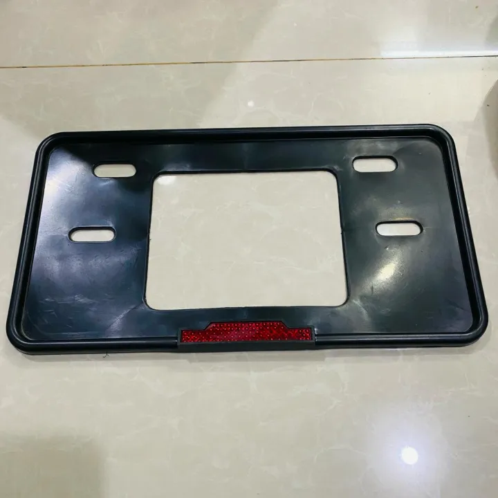 2Pc%20Car%20Front%20,%20Back%20Number%20Plate%20Frames%20License%20Plate%20Cover%20With%20Reflector%20Black%20-%20Image%202