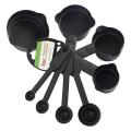 Black 8 Pcs Plastic Measuring Cup And Spoon Set. 
