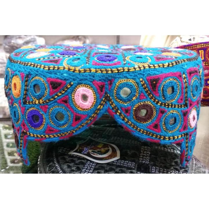 Premium Quality Handmade Cultural Topi Cap Sindhi Seraiki Pushtoon Traditional Cap Embroidered Beautiful Mirror Nagina Work