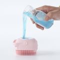 New Universal Baby Shower Brush Silicon liquid bath body brush soap dispenser baby cleaning brush silicon bath scrubber body wash pet bath sponge shower srubber body brush Shampoo Massage Shower Brush Loofahs Rubber Shower Tools with Shampoo Storage Case. 