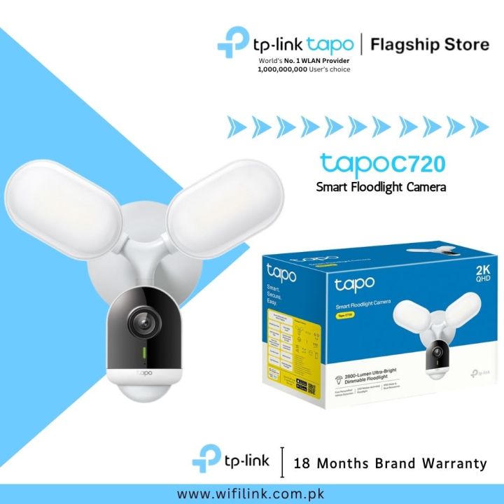 TP-Link Wi-Fi Camera Tapo C720 Smart Floodlight Camera - 18 Months Brand Warranty