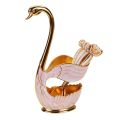 Dining Table+6 Pcs Spoons Tableware Spoon Set Stainless Steel Fruit Cake Coffee Tea Spoon Swan Holder Cutlery Decor. 