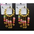 New Fashion Velvet Plush Balls Design Gold Plated Baliyan Earrings for Parties or Events. 