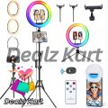 Pack of 4 - 7 Feet Tripod Stand, 26cm Ring Light, Collar Boya Mic, Tripod Holder Elegant Home. 