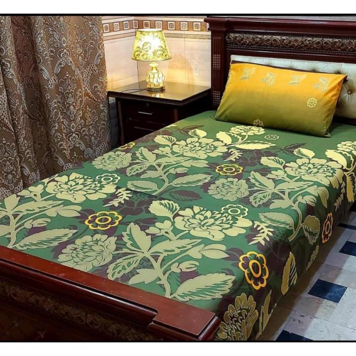Cotton Crystal Single Bed Sheet-New Desion - Premium Quality-Grey Colur