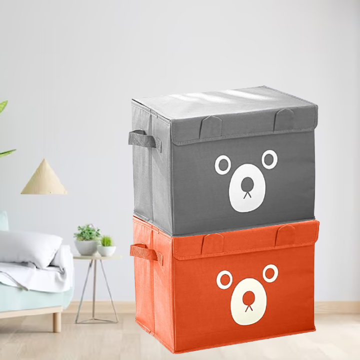 Pack of Foldable Cute Bear Oxford Cloth Storage Box Square