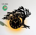 Tree Art Wooden Wall Clock With Light. 