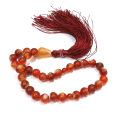 8mm Natural Stone Red Aqeeq Tasbeeh 33 Beads with metal chain | Tigereye Tasbih muslim zikr prayer Tasbeeh - handmade Rosary 8mm tasbi counter Stress Relaxation. 