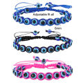 Wholesale Handmade Adjustable Rope Cord Thread Braided Bracelets Blue Resin Turkish Eye Amulet Nazar Bracelet For Men Women. 