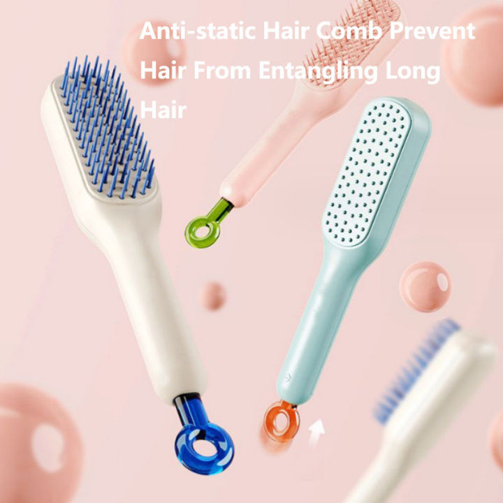 Retractable Rotatable Comb Massage Anti-static Hair Comb Prevent Hair From Entangling Long Hair Girl Ins