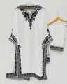 White Embroidered Kurti for Women – 3 Piece Suit with Dupatta & Trouser, Formal/Wedding Dress. 