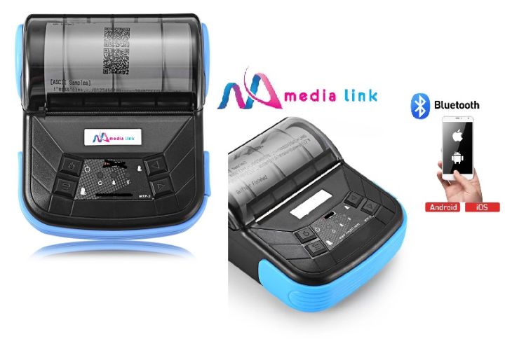 MEDIA LINK MTP-3 80mm - 3inch Bluetooth Mini Thermal Printer / 3inch - 80mm Portable Bluetooth Thermal Receipt Printer For Android IOS Windows
