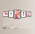Kids Nursery Decor Frame Set with Prints, Baby Room Decoration 5 PCS Frame Collage, Nursery frame, New born Room Frame set Photo frames. 