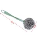 Graceful Stainless Steel Wire Ball Cleaning Brush with Long Handle Kitchen Cleaning Tool Blue. 
