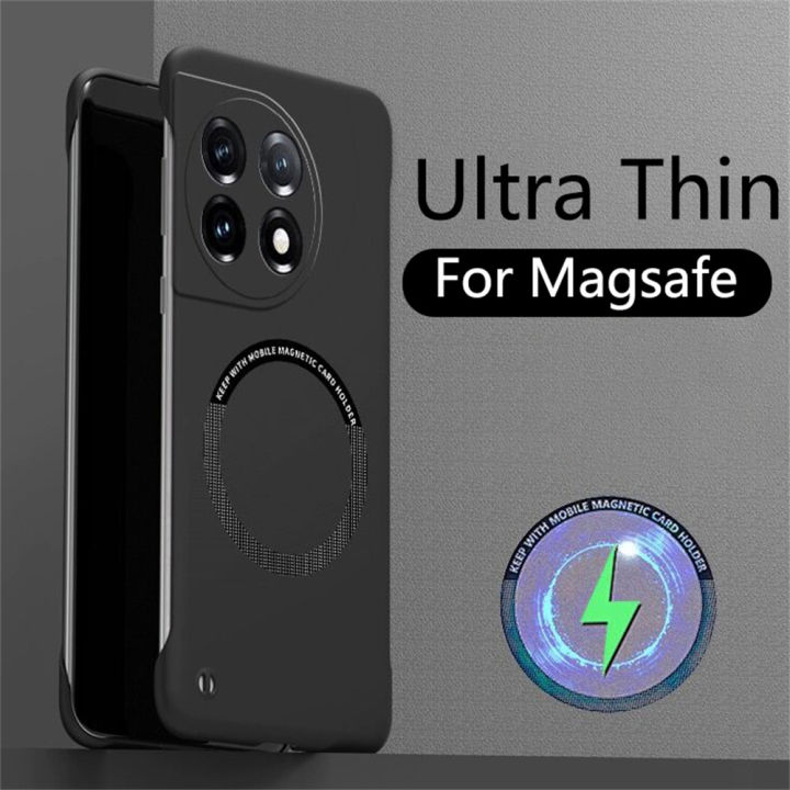 Ultra-Thin Frameless Magnetic For Magsafe Wireless Charger Case for Oneplus 12 11 10 9 Pro Ace Ace2 2V Pro Cooling Plastic Cover