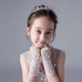 【HOT】 Girls Princess Gloves Girls Dress Glove Lace Diamond Performance Photography Costume Wedding Accessories For Kids Birthday Gift. 