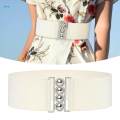 Wide Elastic Belt Elegant Dress Belt for Women Ladies Dress Accessories White. 