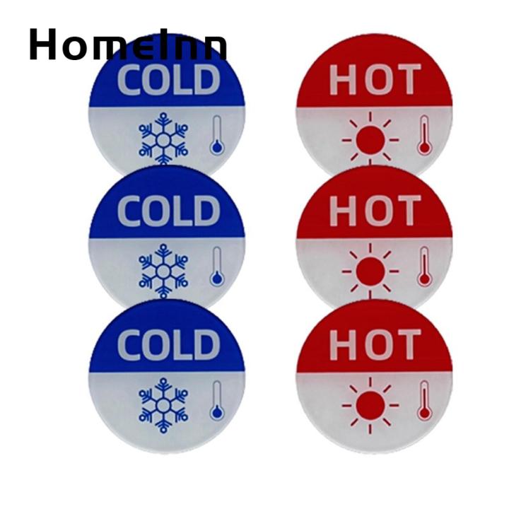 Waterproof Temperature Indicators 6pcs Hot Cold Sign Stickers for Child Safety Waterproof Acrylic Labels with Thermometer Pattern for Faucets Sinks Prevent Burns Reminder