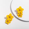 Double Flower Earrings Trendy yellow Flowers studs Earrings For Women Wedding Party Jewelry Metal Earrings Female. 