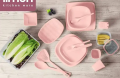 Limon 8 persons Picnic Set 85-Pieces Plastic  Party ( Iran ) Pink White Gray Beige. 
