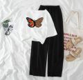 Summer  Crop Top T-shirt and Flapper Trouser Night Suit Set for Women and Girls. 