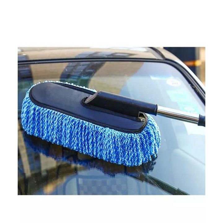 Car Wash Cleaning Brush Duster Dust Wax Mop Microfiber Telescoping Dusting Tool - Blue