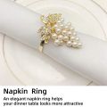 FLYEER Grapes Napkin Rings Set of 12, with Glittering Imitation Diamond and Pearls Inlay Alloy Napkin Ring Holder. 