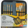 Daler Rowney - Simply Gold Taklon Paint Brush Set and Zip Case - Set of 10. 