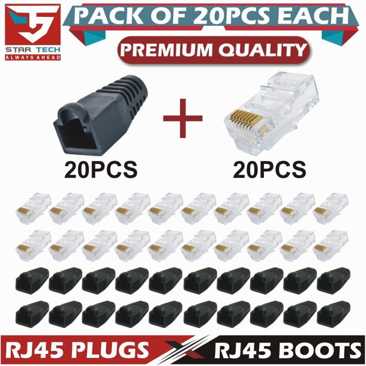 20X RJ45 Connector + Strain Relief Rubber Boots Cover Network LAN Ethernet Patch Cable Plug Caps