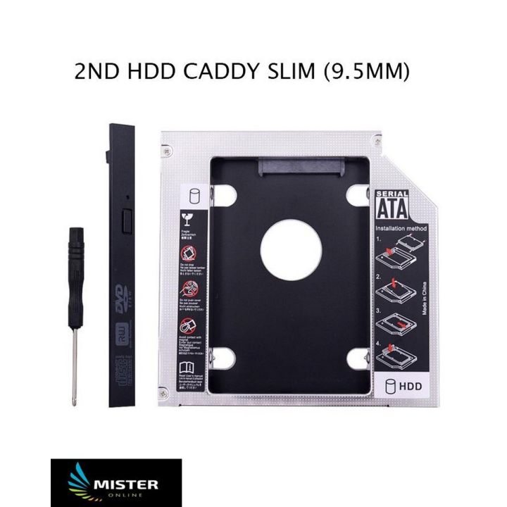 2nd HDD Caddy for Inspiron 15R 5521  ( Sata to Sata 9.5mm  Optical Bay Hard Drive Caddy) Support 2.5 inch HDD/SSD