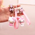 【Footprint】 Cute Cartoon Sanrio Kuromi Mymelody Pendant Keychain Holder Key Chain Car Keyring Mobile Phone Bag Hanging Jewelry Kids Gifts. 