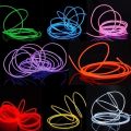 12V USB 1M 3M 5M Car EL Wire led strip Atmosphere light for DIY Flexible AUTO interior Lamp Party Decoration Lights Neon Strips--blue--5M. 