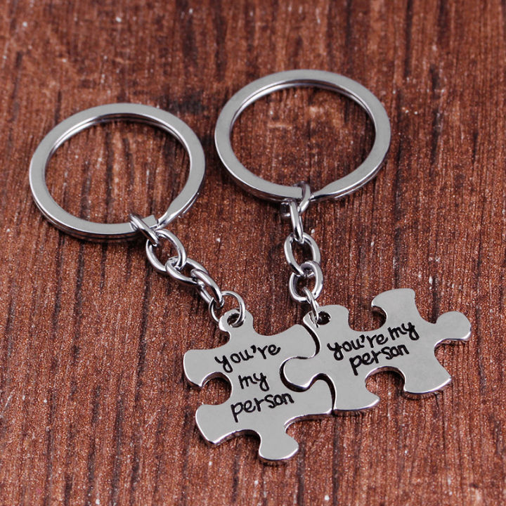 2 pcs TV Jewelry Greys Anatomy Keychain You Are My Person Puzzle Pendant Key Rings Best Friend Key Trinket Friendship Gift