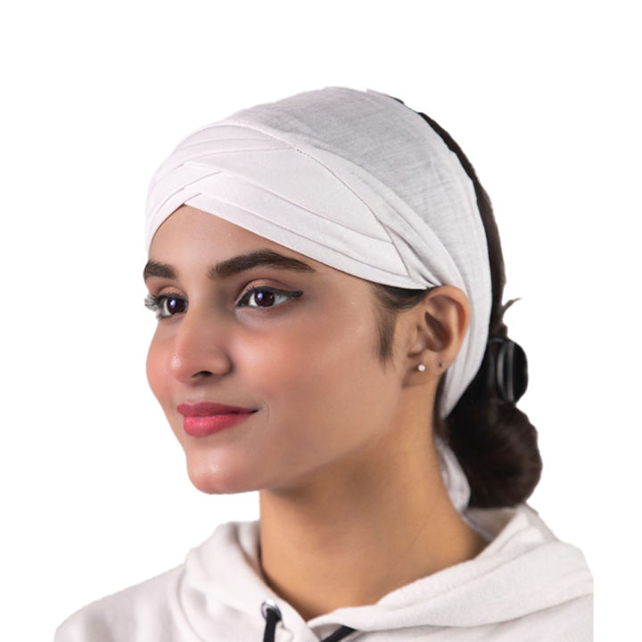 Criss Cross Stretchable Hijab Inner Cap for Women Black and White Underscarf Comfortable and Adjustable for Daily Wear and Umrah