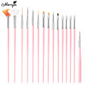 Monja 15Pcs/Set Nail Art Brush Acrylic UV Gel French Design Painting Line Manicure Brush Rhinestone Embellished Manicure Tools. 