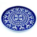 Blue pottery lotus Blue plate large Round Hand crafted. 