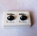 Luxury Crystal Cufflink oval-Nug Cufflinks Stud For Men - black. 