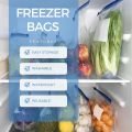 Reusable Plastic Zip Lock Freezer Bags Pack of 15 Medium Size 8.5 x 11 Inches BPA Free Food Storage. 