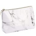 White Marble PU Stationery Pencil Case Pouch Makeup Bag with Zip for Girls Woman. 