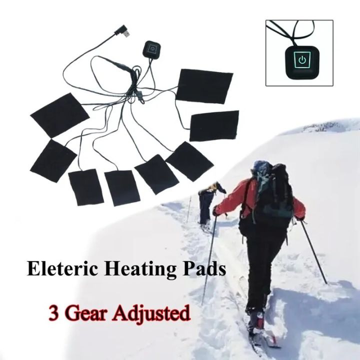 1 Set Winter USB Electric Heated Jacket Heating Pad Outdoor Themal Warm Heating Vest Pads For DIY Heated Clothing 3/5/6/8 Pads