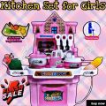 Pretend Play Kids Kitchen Toy Set With Real Water Circulating Wash Basin and Accessories Included For Kids. 