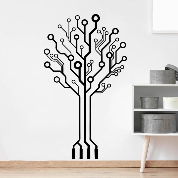 Black Circuit Board Tree designed room wall stickers for home decor lovers 3 x 1.8 feet