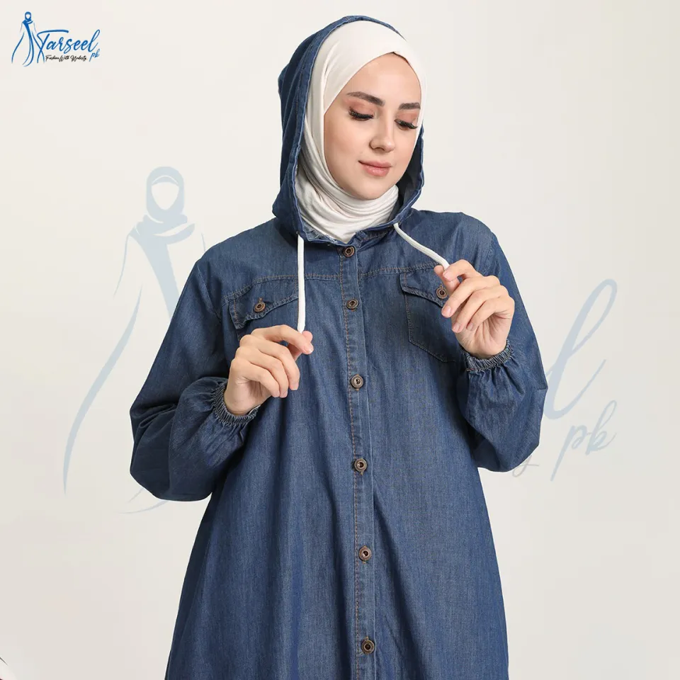 Hooded denim shirt best sale