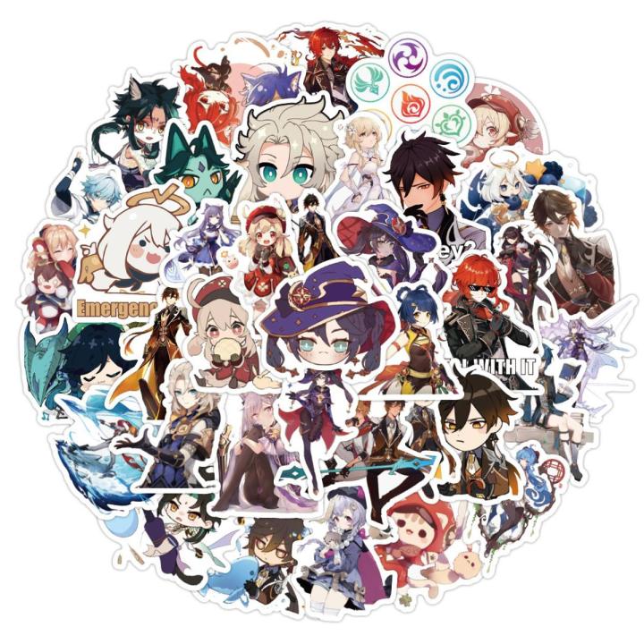 【HOT】 10/20/50/100Pcs Anime Genshin Impact Game Stickers Cartoon Kids Toy Laptop Motorcycle Skateboard Car Phone Vinyl Decals Sticker