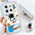 AMORVOR for Infinix Smart 7 Tecno Spark Go 2023 Tecno Pop 7 Pro Back Cover With Free Holder Fashion Astronaut Soft Wavy Phone Case Camera Protection Transparent TPU Soft Cover. 