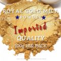 Royal Golden Mica Powder, 100 Gram Box of True Cosmetic Grade Mica with Pearlescent Effect, 100% Pure for Artists Working in Resin Art, Epoxy, Concrete, Soaps, Candle, Cosmetics. 