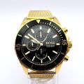 NEW GENUINE HUGO BOSS OCEAN EDISION 1513703 YELLOW GOLD MESH STRAP MENS WATCH. 