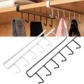 High Quality 6 hook cup holder iron kitchen storage rack cabinit hook Towel Cup Multifunctional Storage Hook Shelf Racks & Holders. 