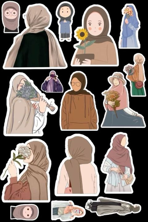 Hijabi Girl Aesthetic PVC Sticker Sheet – Uncut A6 Size (15x10cm ...